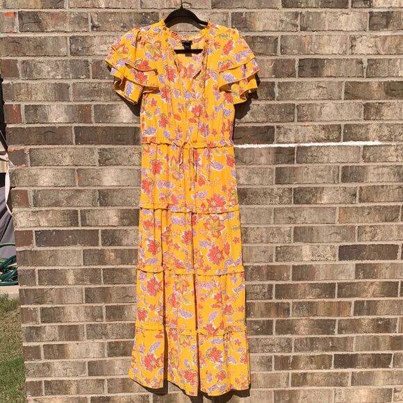 Take 50% OFF- Kate and Lily Floral Yellow Maxi Dress, Size-6 - Picture 2 of 10